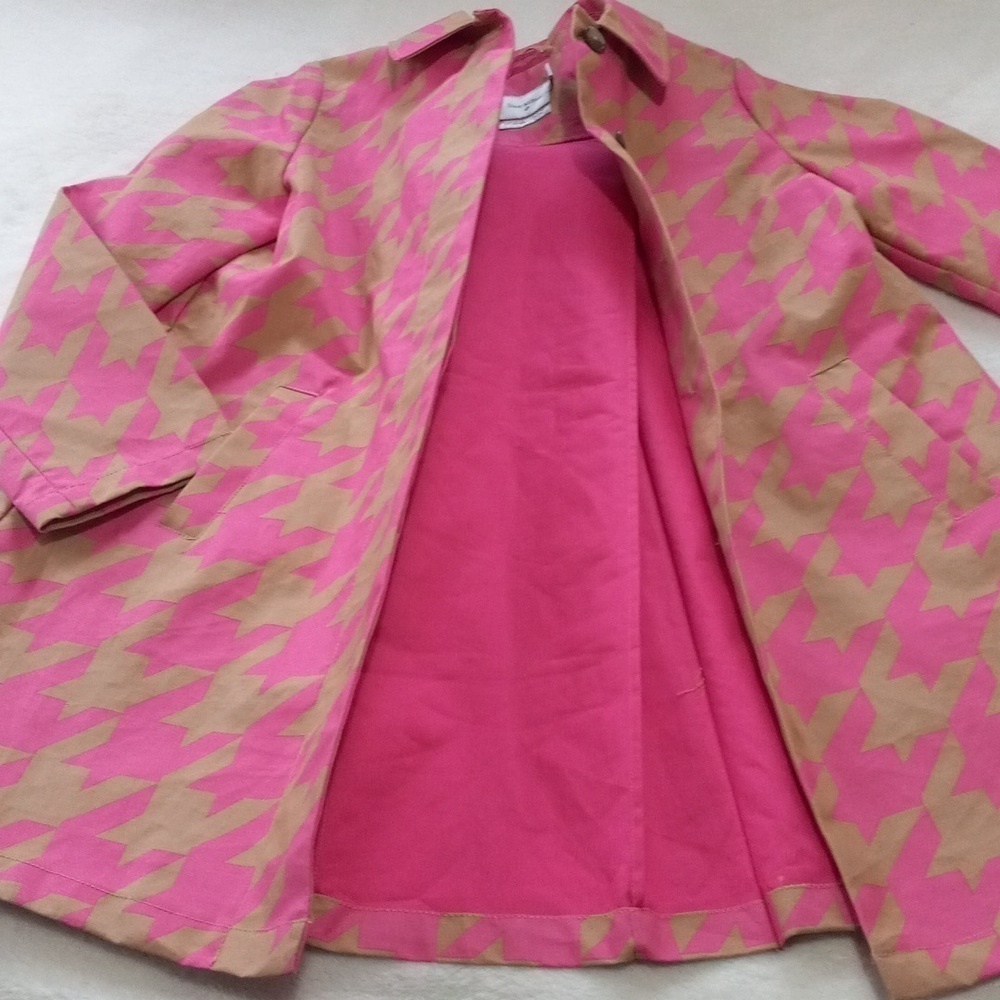 Isaac Mizrahi Target 20th Anniversary Collection Pink & Tan Houndstooth Trench - Picture 13 of 16